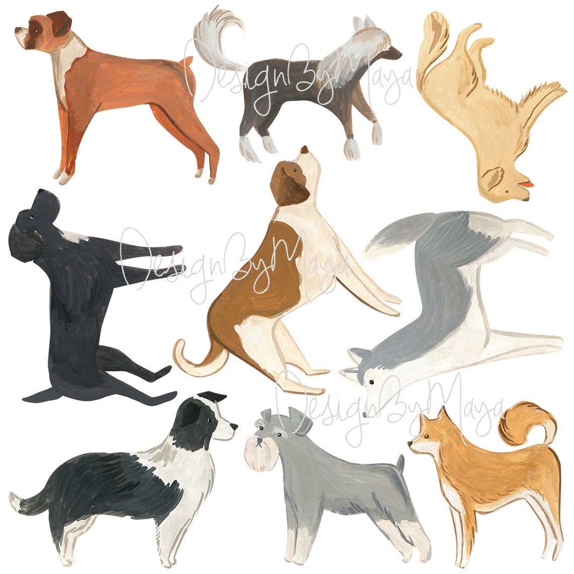 Cute Little Dogs Decals - Fabric Nursery Wall Art Decals