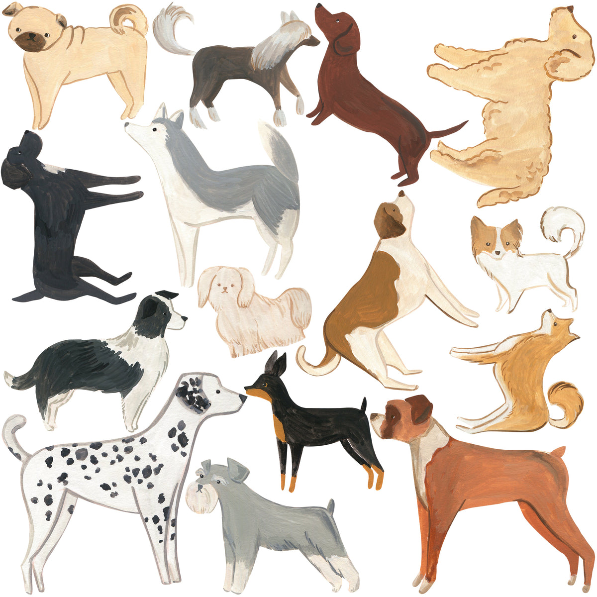 Dogs And Paws Wall Decals - Fabric Nursery Wall Art Decals