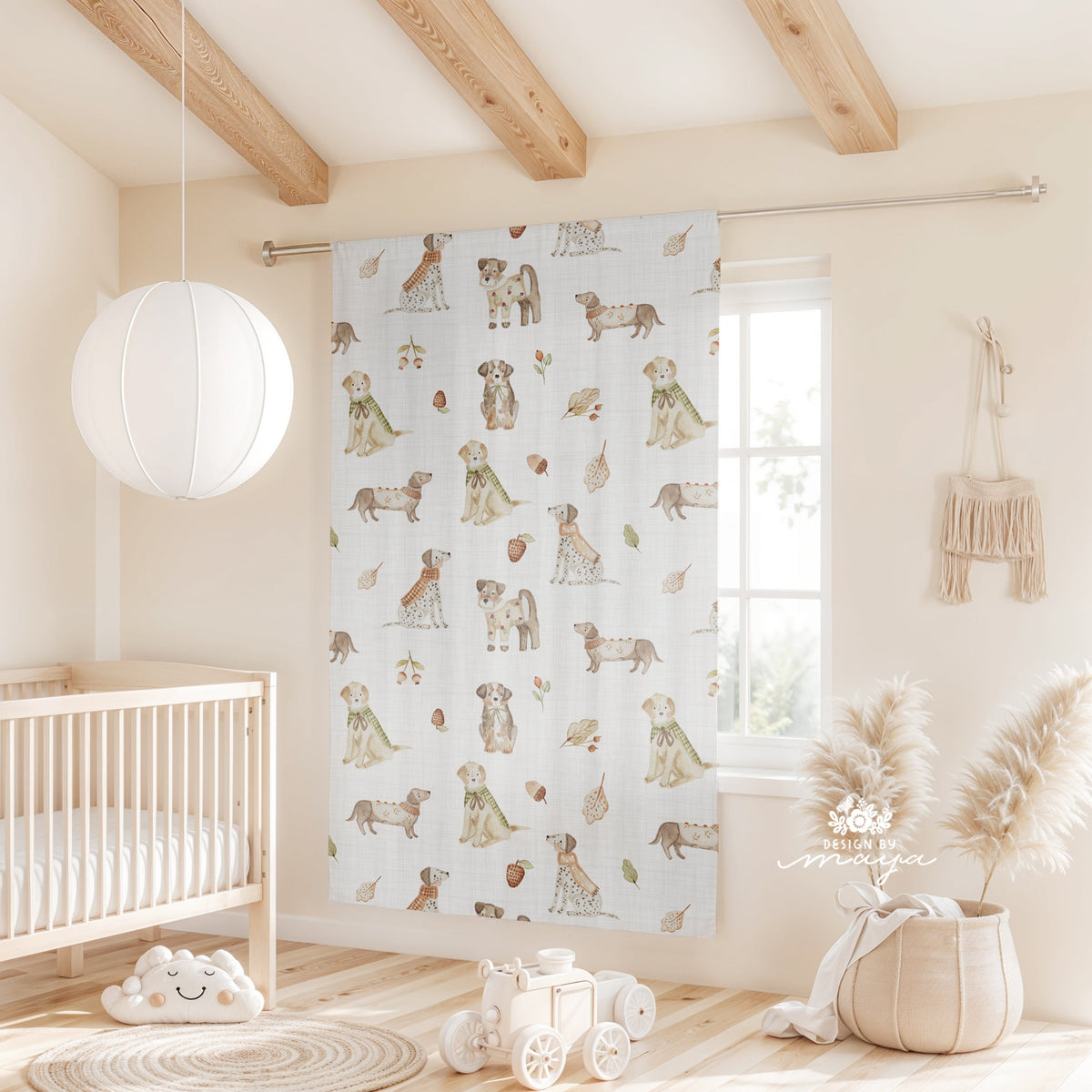 Gender Neutral Safari Animals Curtain - Kids Room Curtain