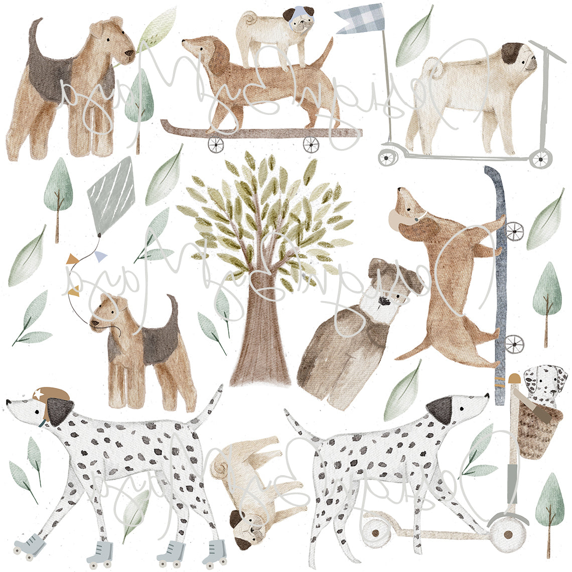Dogs Decals - Fabric Nursery Wall Art Decals