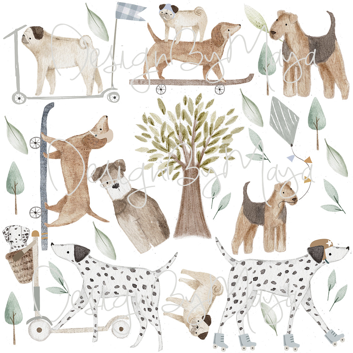 Dogs Decals - Fabric Nursery Wall Art Decals