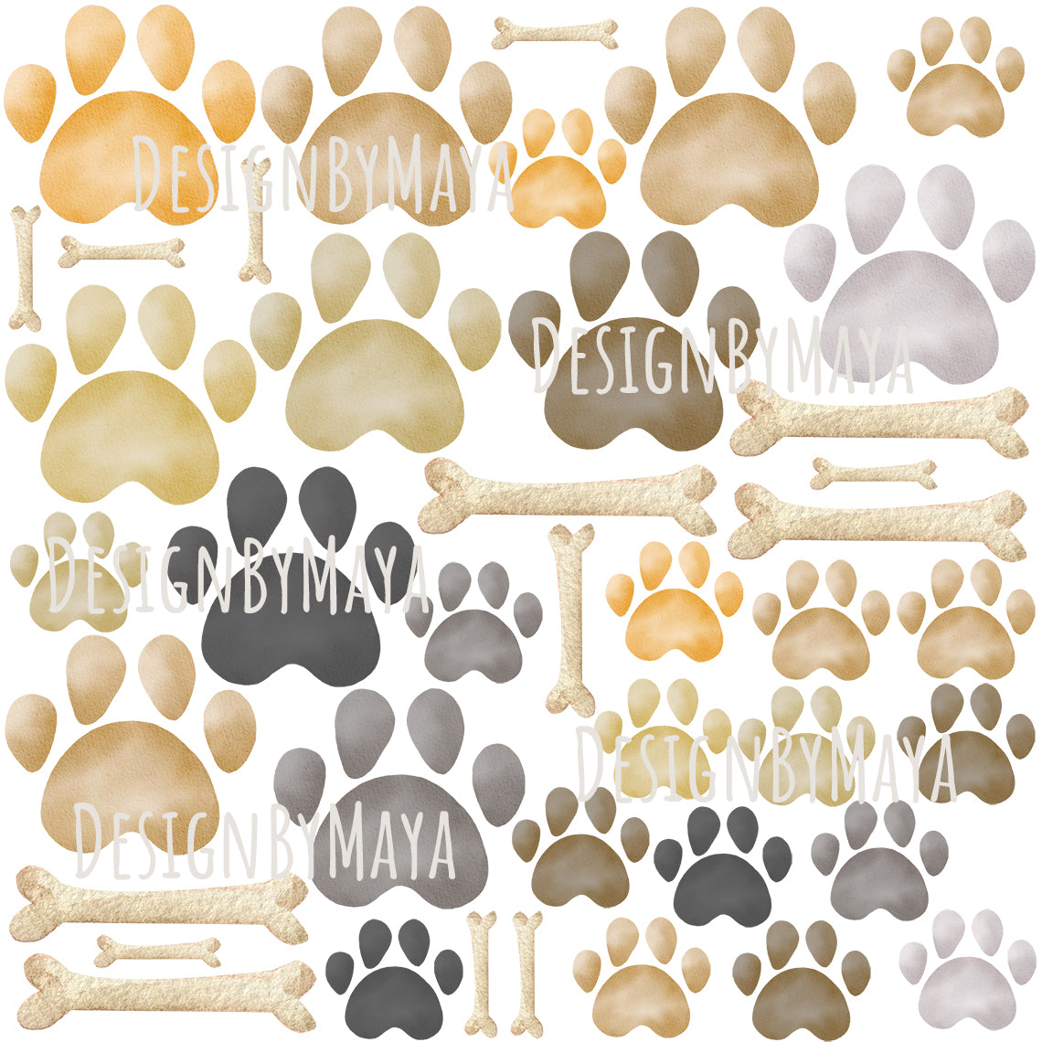 Dogs And Paws Wall Decals - Fabric Nursery Wall Art Decals
