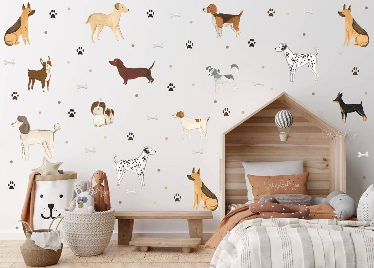 Cute Little Dogs Decals - Fabric Nursery Wall Art Decals
