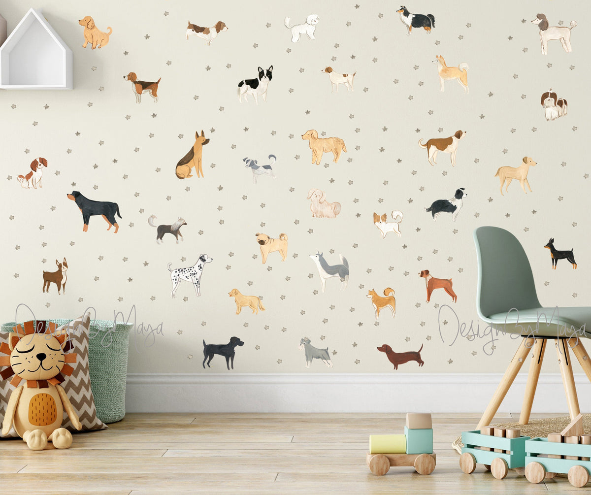 Dogs Wall Decals - Fabric Nursery Wall Art Decals