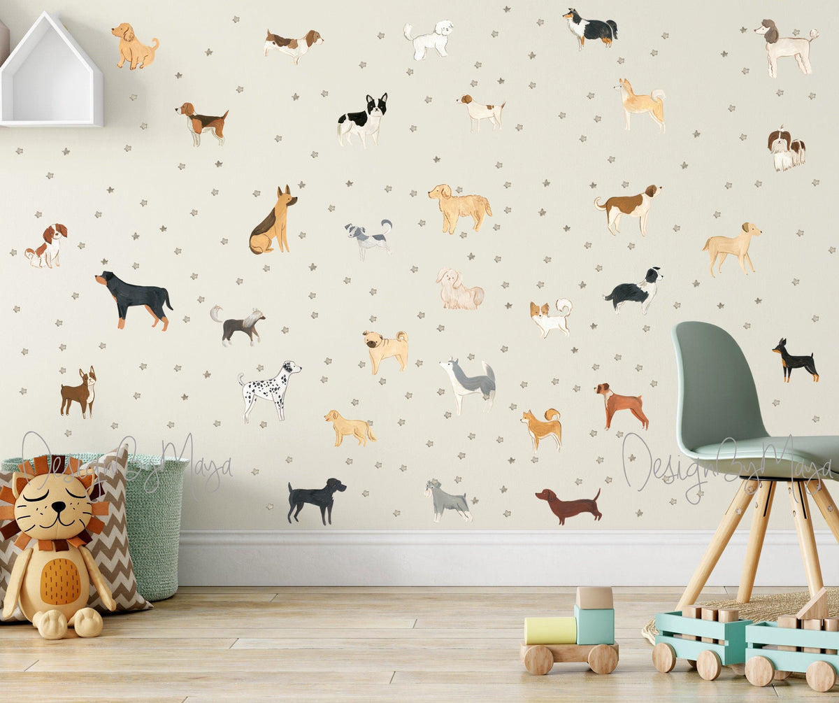 Dogs Wall Decals - Fabric Nursery Wall Art Decals