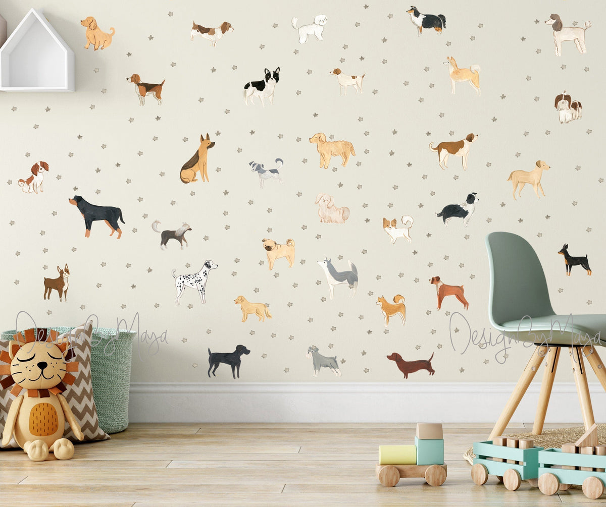 All Breed Dogs Wall Decals - Fabric Nursery Wall Art Decals