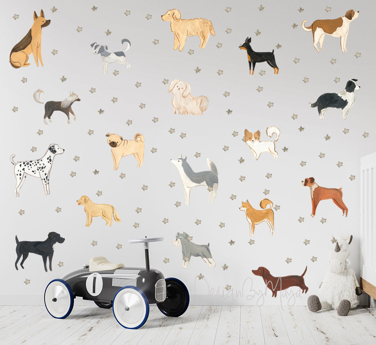 Watercolor Dogs Wall Decals - Fabric Nursery Wall Art Decals