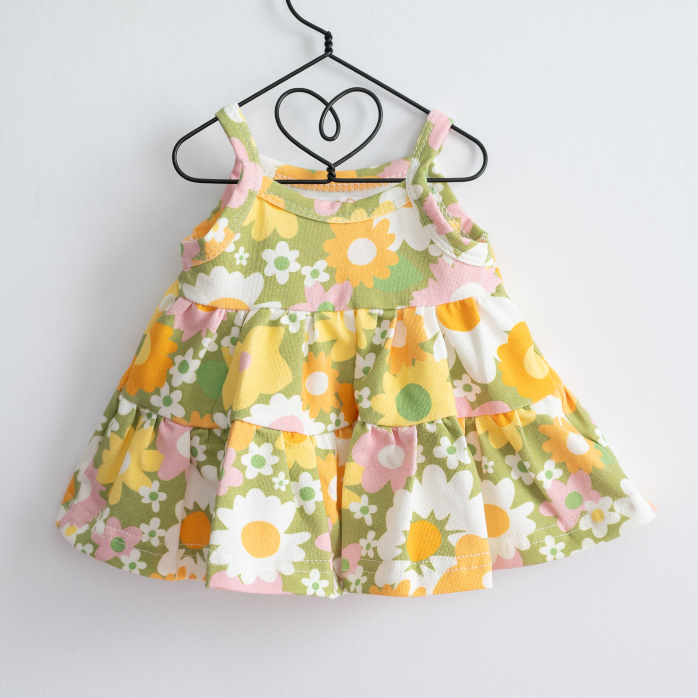 Green 60s Flower Power 18 Inch Doll Dress