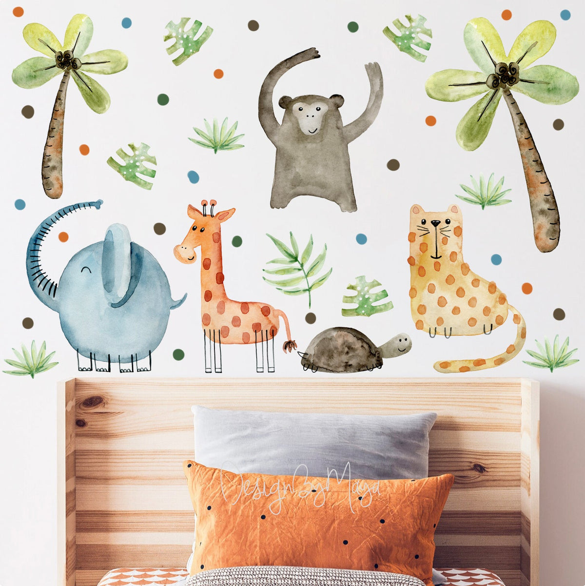 Animated Safari Animals, Jungle Creatures - Fabric Nursery Wall Art Decals