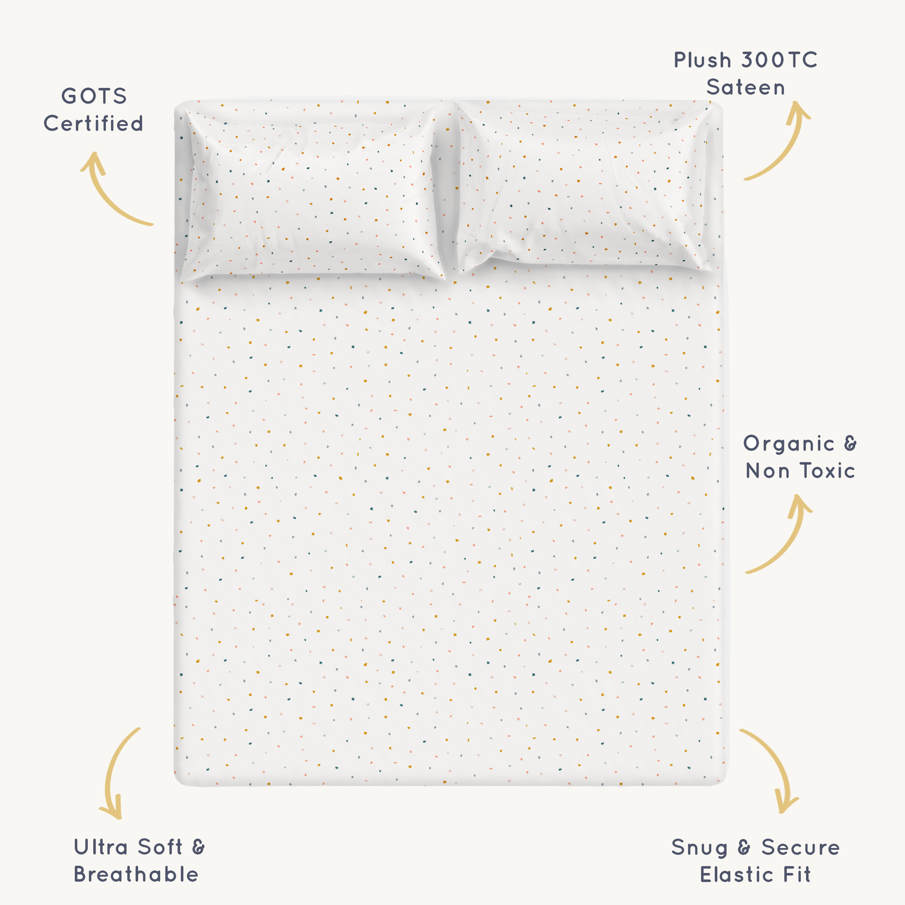 Organic Kids Fitted Sheet - Dotty