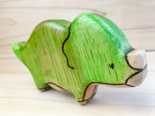 Wooden Triceratops Toy