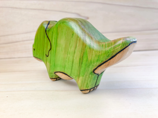 Wooden Triceratops Toy