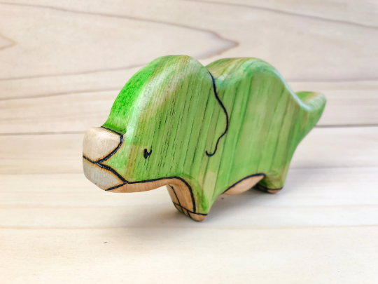 Wooden Triceratops Toy