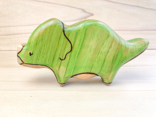 Wooden Triceratops Toy