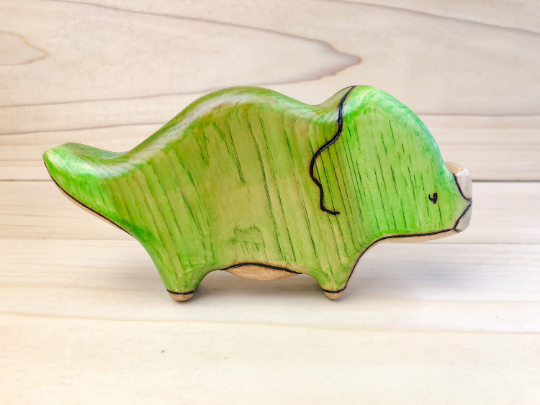 Wooden Triceratops Toy