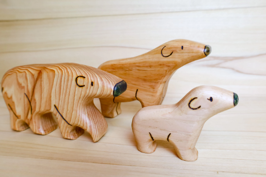 Wooden Polar Bear Family~ Standing, Walking, Or Baby Polar Bear