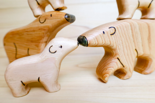 Wooden Polar Bear Family~ Standing, Walking, Or Baby Polar Bear