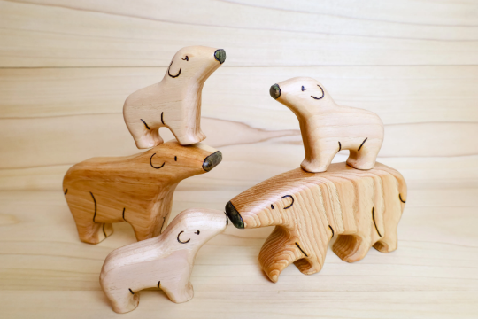 Wooden Polar Bear Family~ Standing, Walking, Or Baby Polar Bear