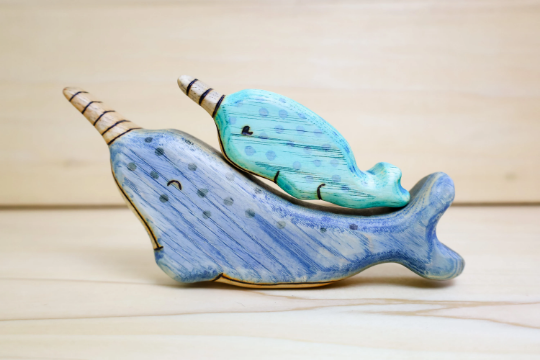 Wooden Baby Narwhal Toy
