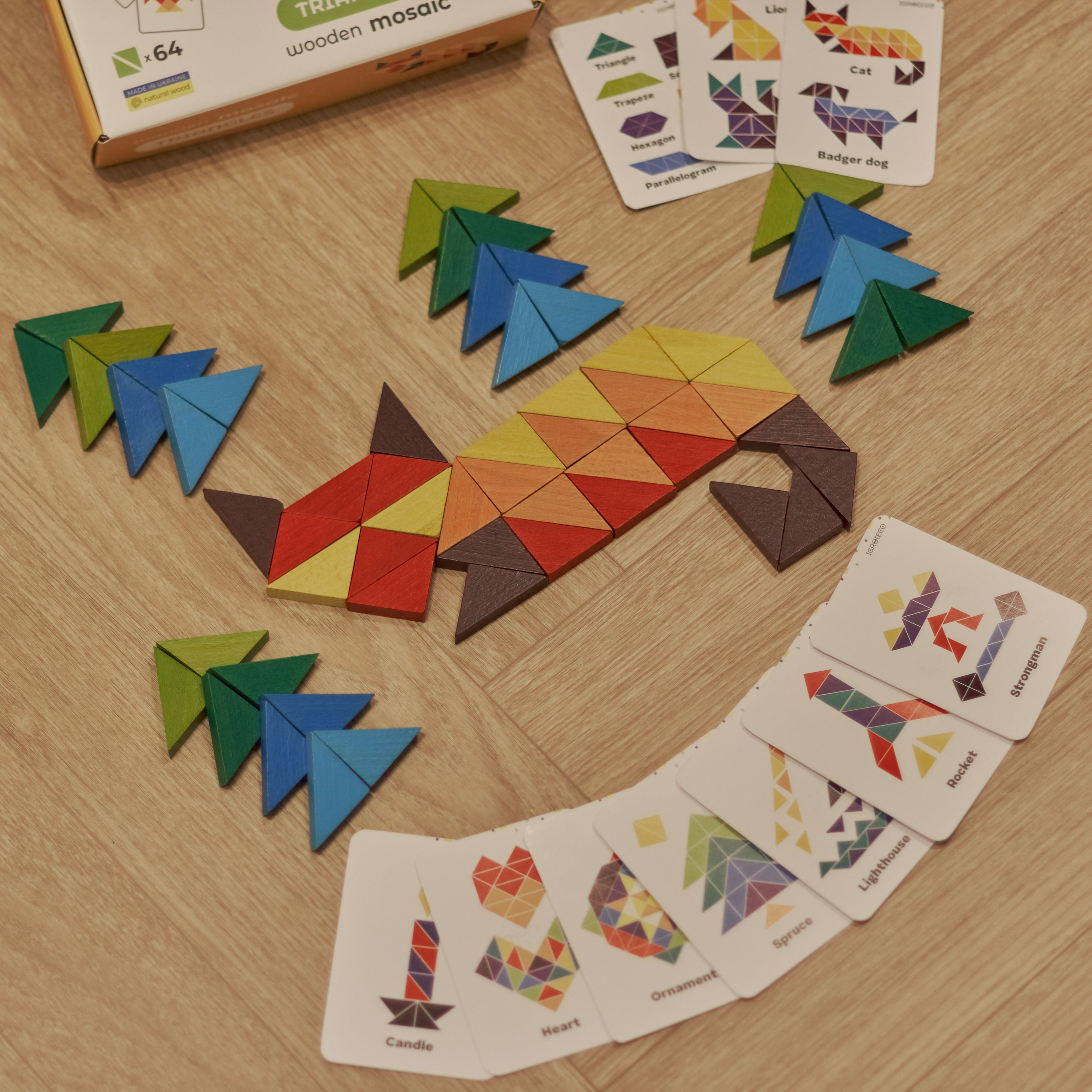 Igroteco Mosaic Triangle Blocks - 64 Pieces