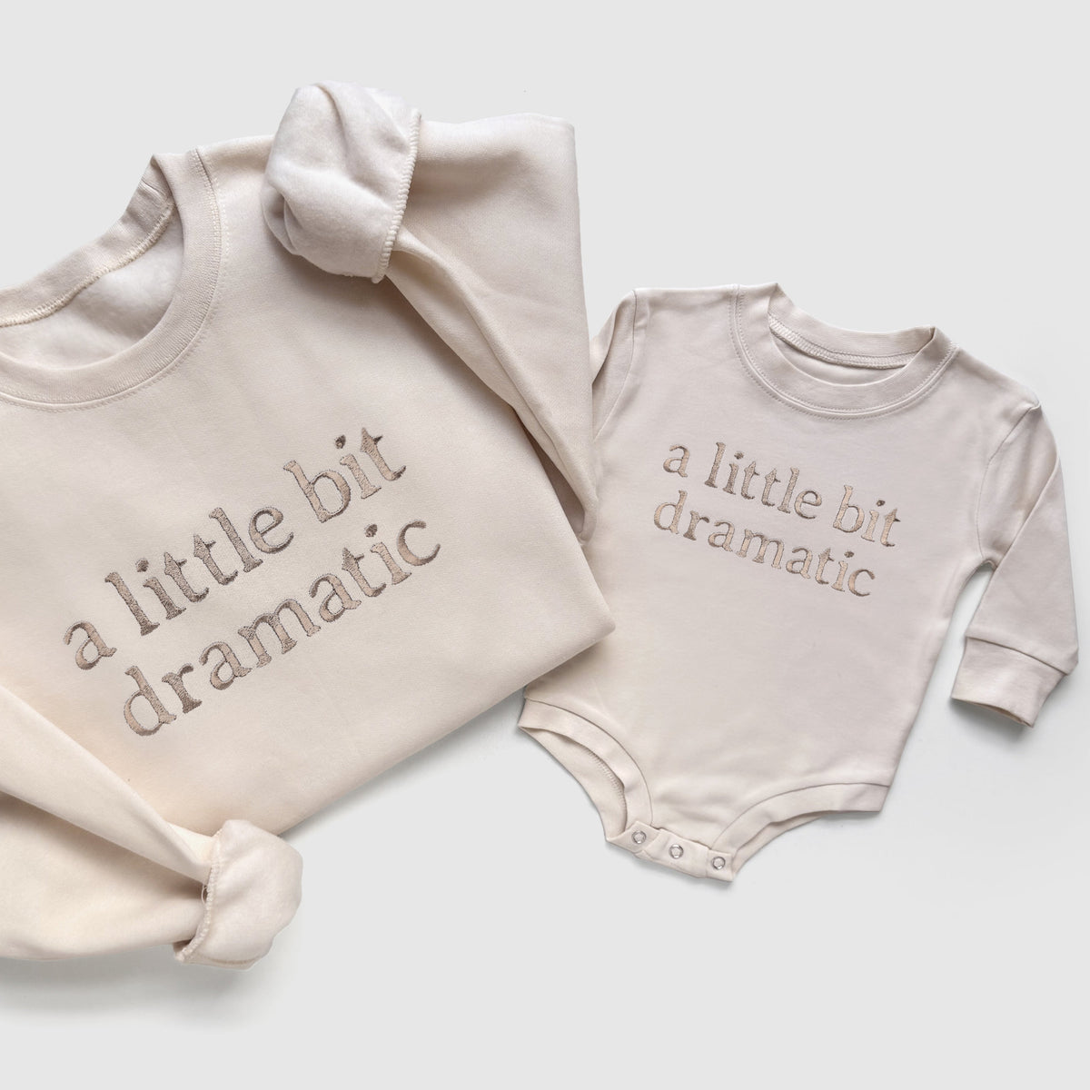 Embroidered "a Little Bit Dramatic" Mother Daughter Matching Outfits