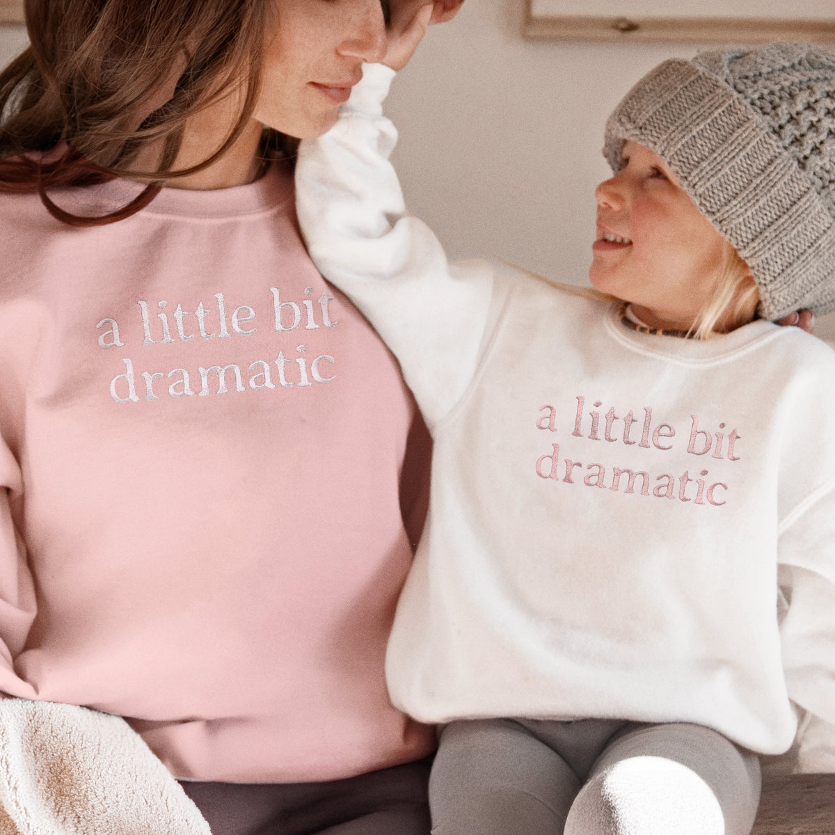 Embroidered "a Little Bit Dramatic" Mother Daughter Matching Outfits