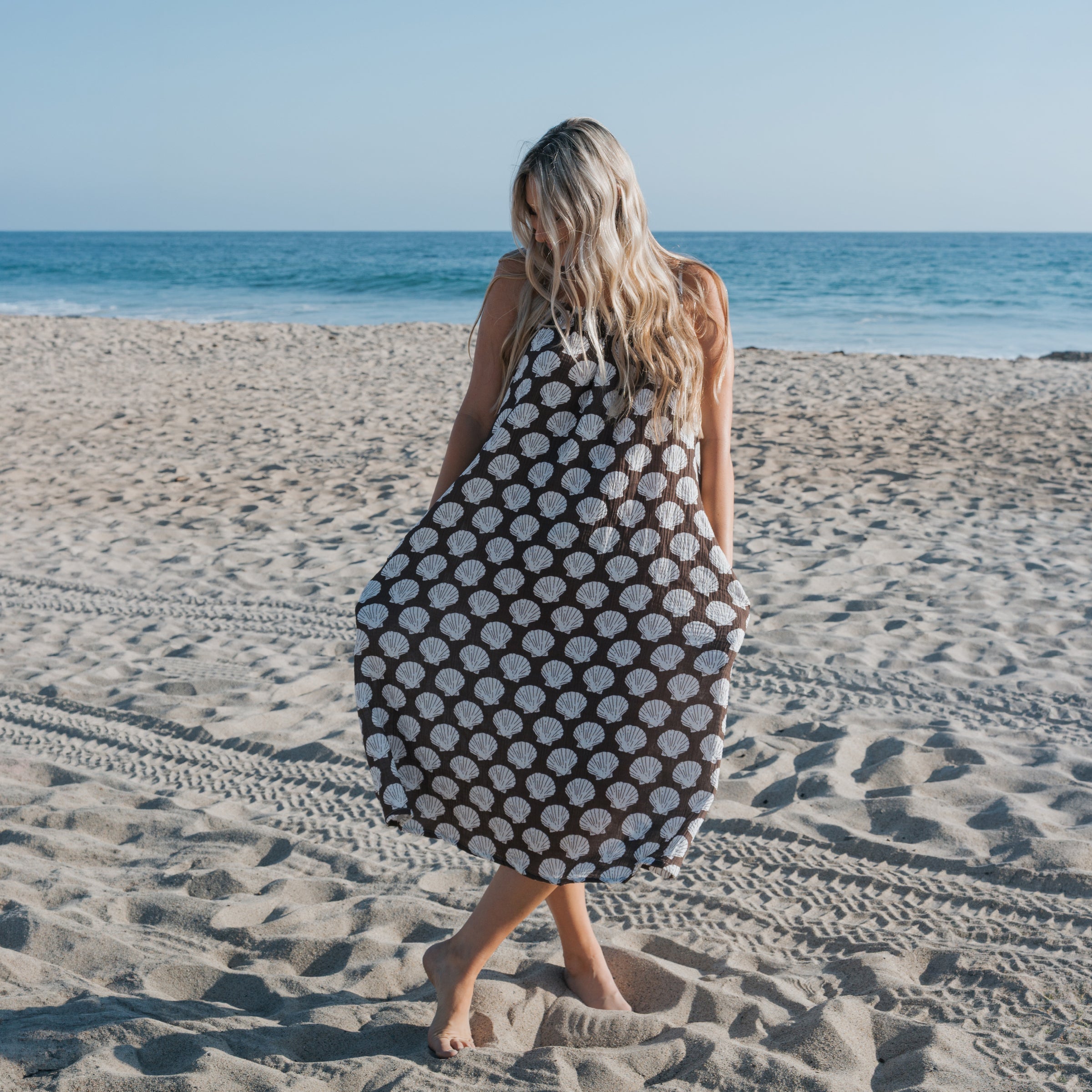 Women's Muslin Sleeveless Dress | Seashells