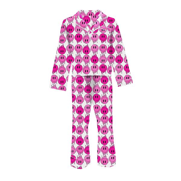 Tweenstyle By Stoopher - Pink Drippy Smiles Silky Loungewear Set