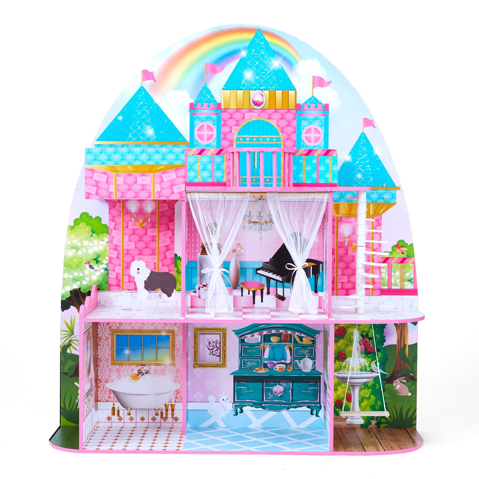 Olivia's Little World Furnished Castle Dollhouse For 12" Dolls, Multicolor