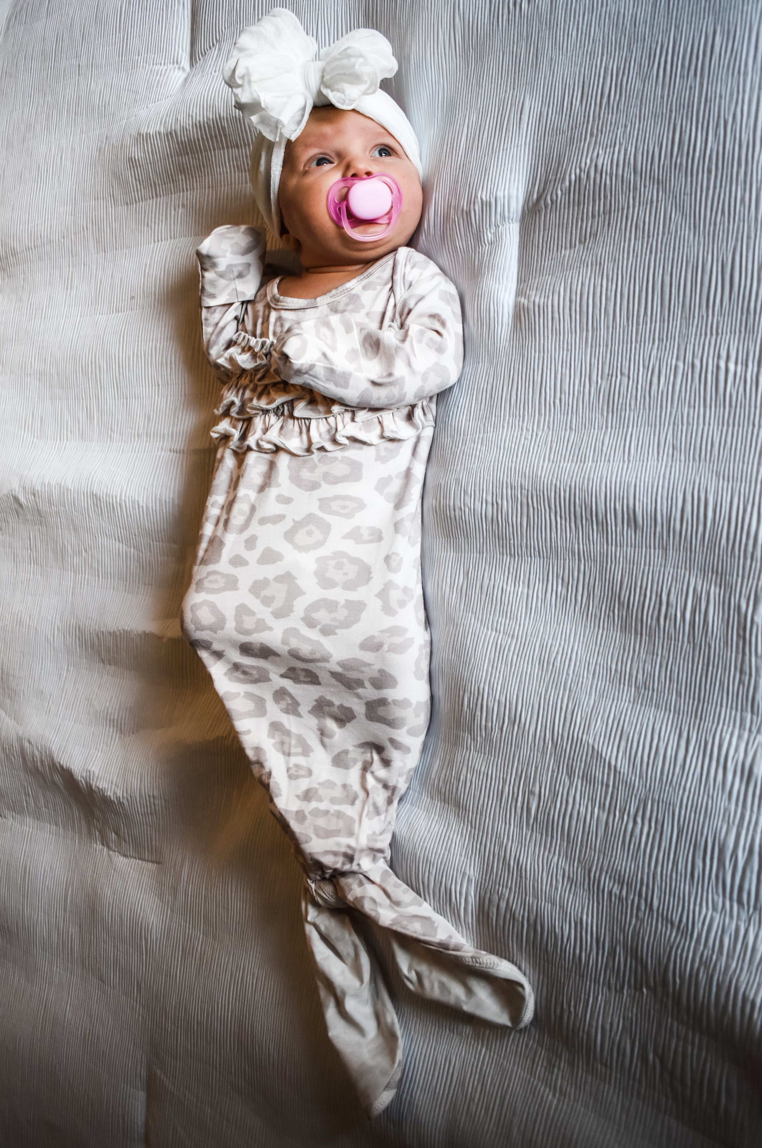 Natural Leopard | Ruffle Knot Gown
