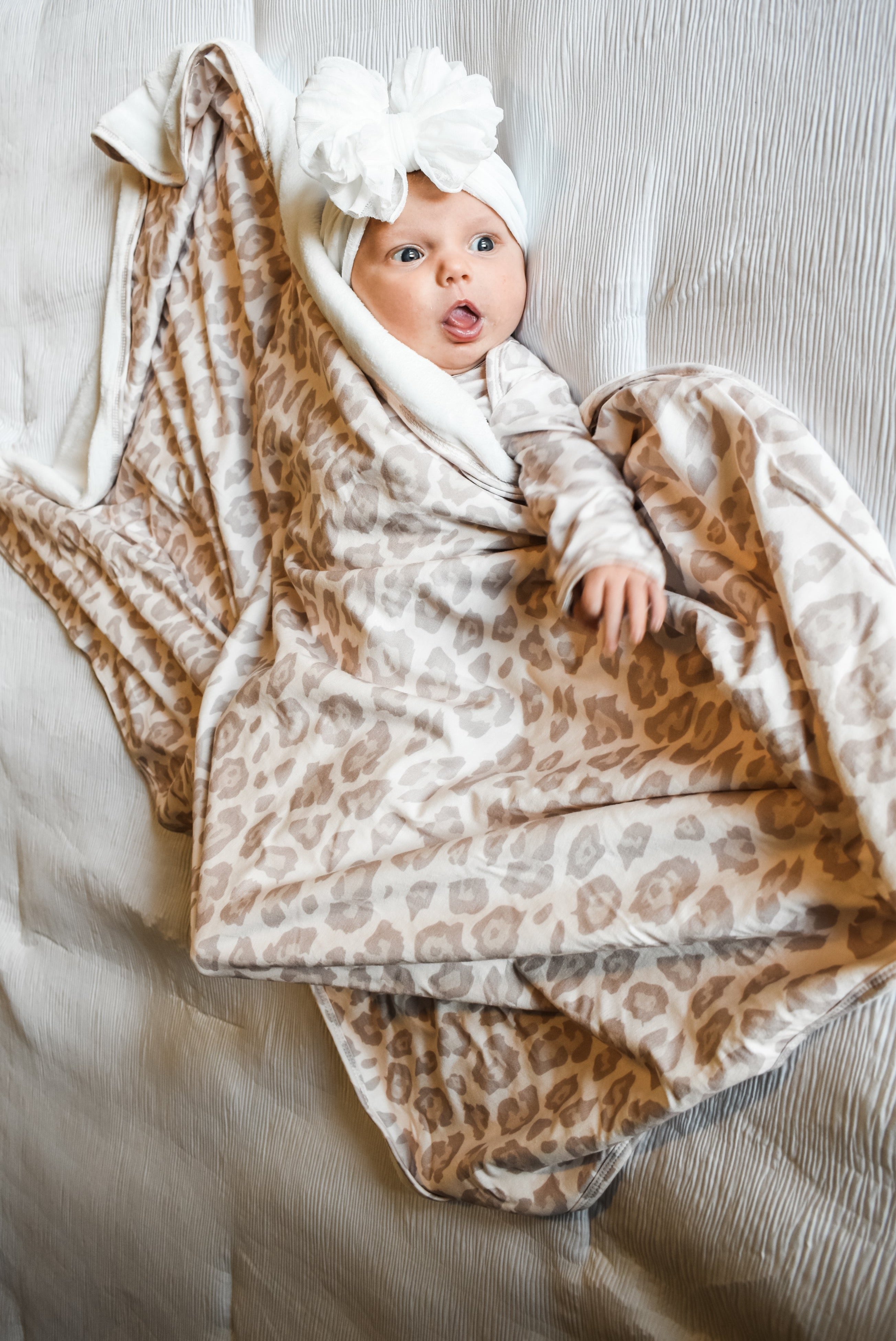 Natural Leopard | Bamboo Plush Baby Blanket