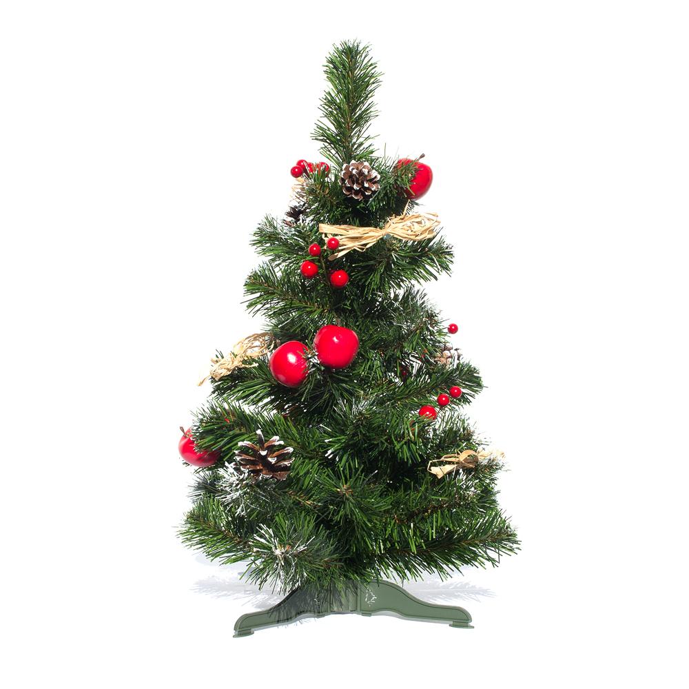 Ukrainian Tabletop Christmas Tree With Straw Bows, Apples & Pine Cones 20 Inches