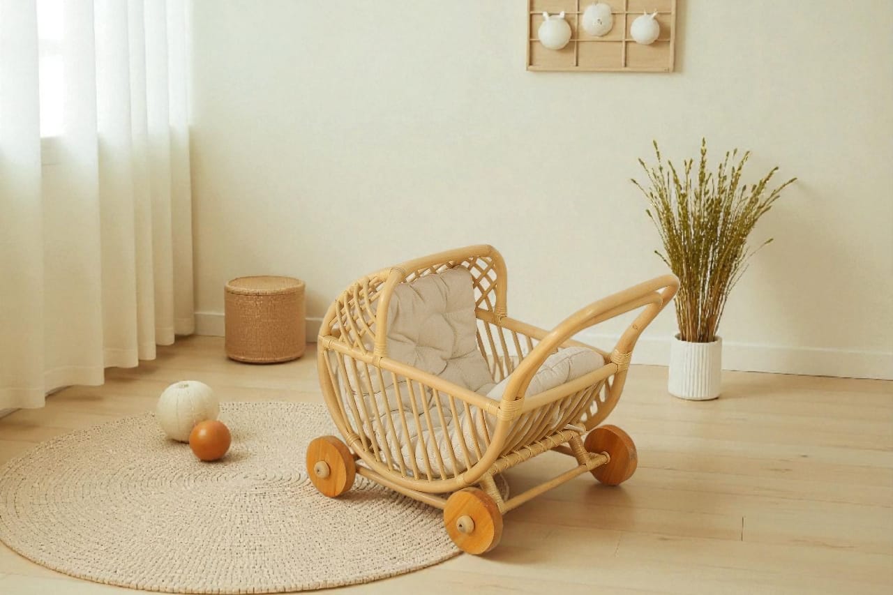Doll Buggy – Handcrafted Boho Stroller For Little Girls Doll Pretend Play