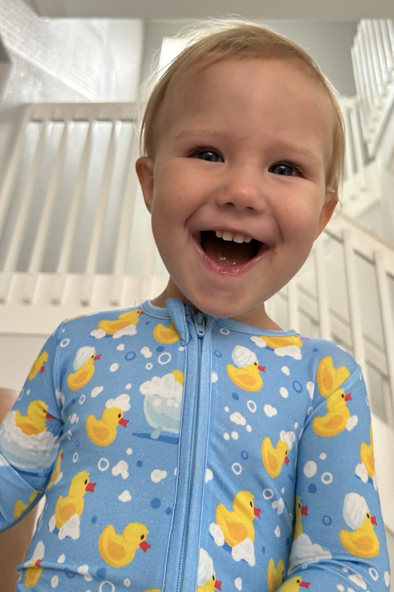 Soft & Stretchy Zipper Footie - Rubber Duckies