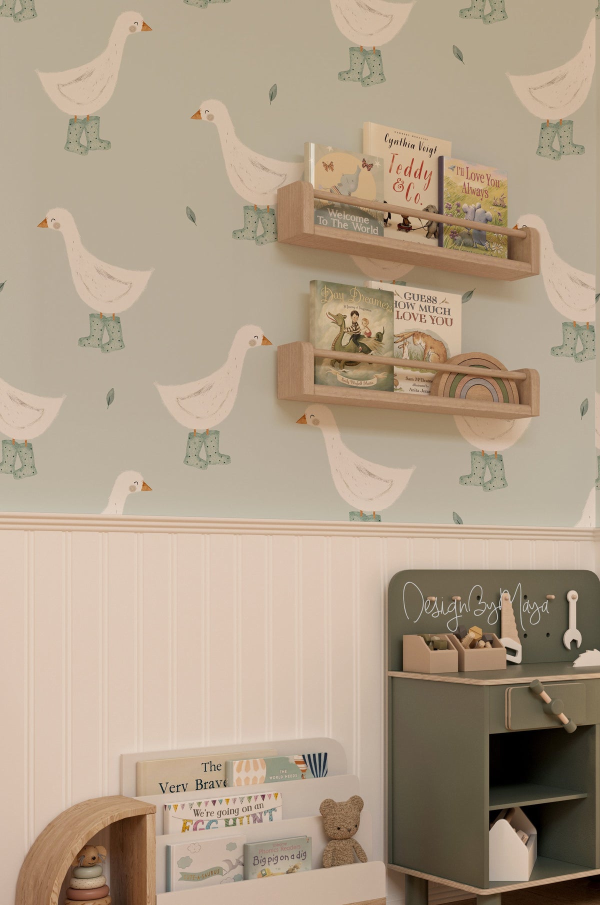 Duck In Boots Wallpaper - Nursery Wall Decor Wallpapers