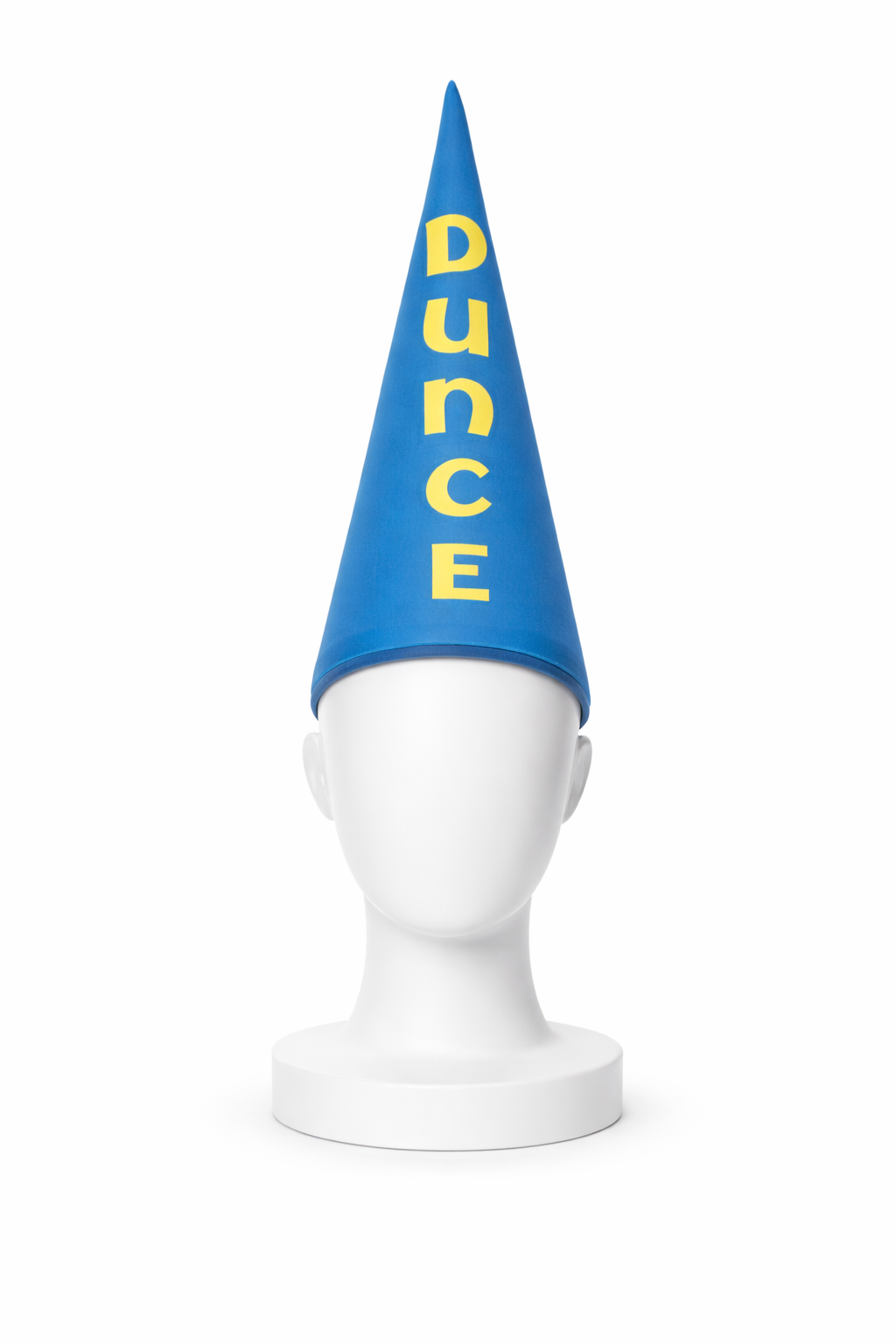 Classic Dunce Cap – Blue With Yellow “dunce” Lettering – Child Size Costume Hat