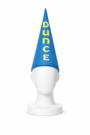 Classic Dunce Cap – Blue With Yellow “dunce” Lettering – Child Size Costume Hat