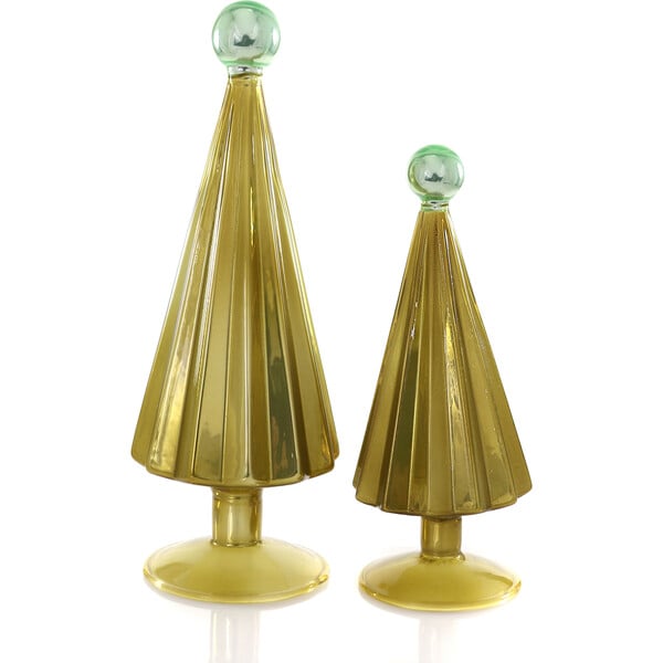 Small Pleated Tree, Moss Aqua Set Of 2