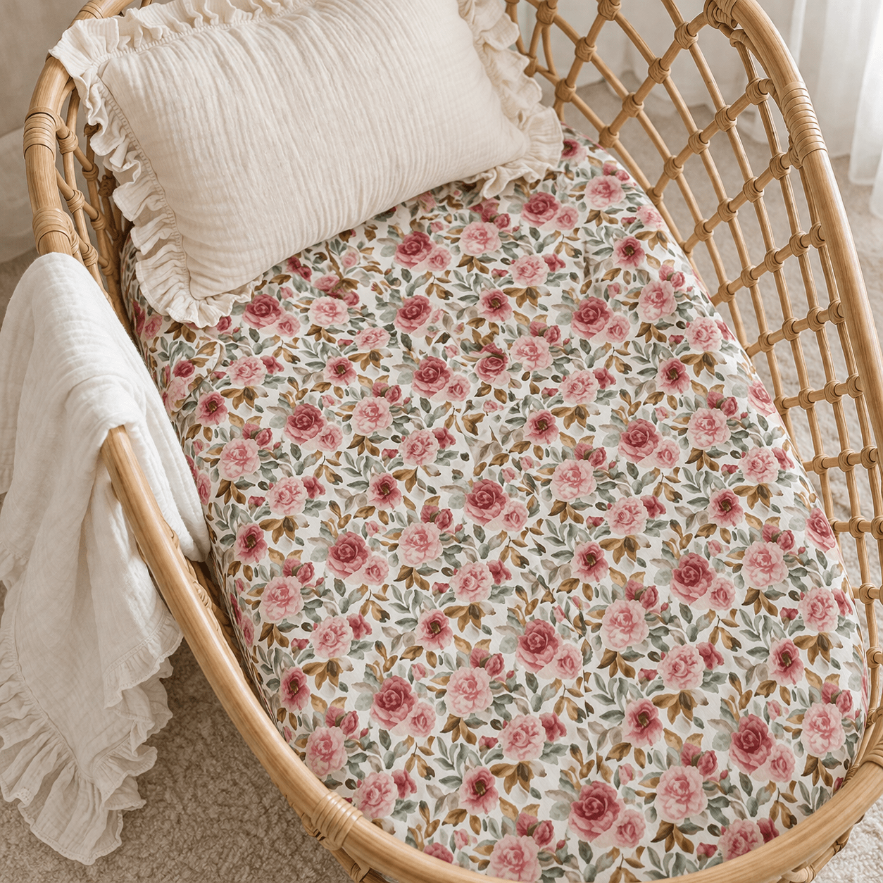 Bamboo Changing Pad Cover - Dusty Pink Floral