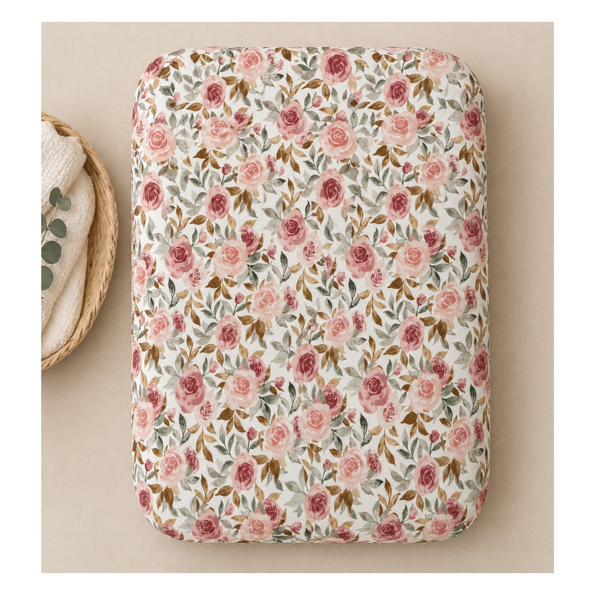 Bamboo Changing Pad Cover - Dusty Pink Floral