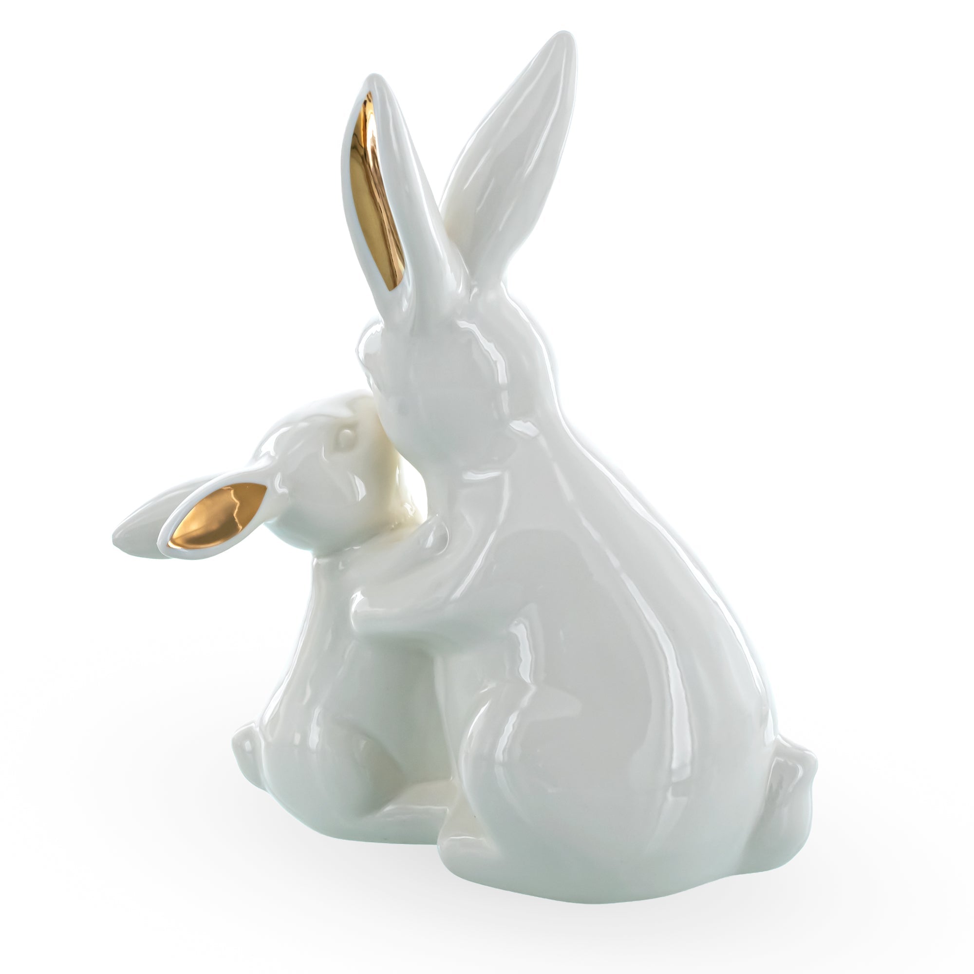 Ceramic Easter Figurine Of Mother Bunny With Her Little One