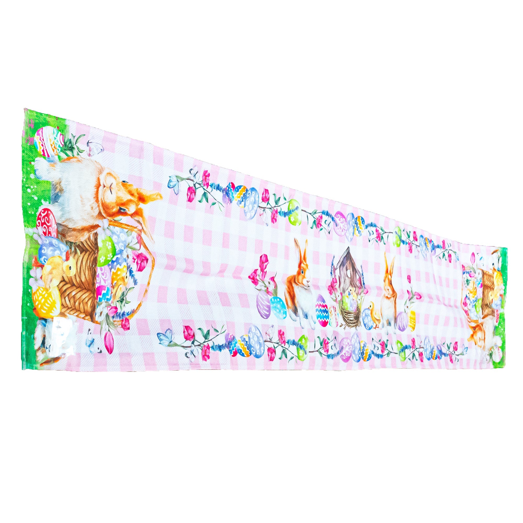 Whimsical Bunny And Colorful Eggs Easter Table Runner