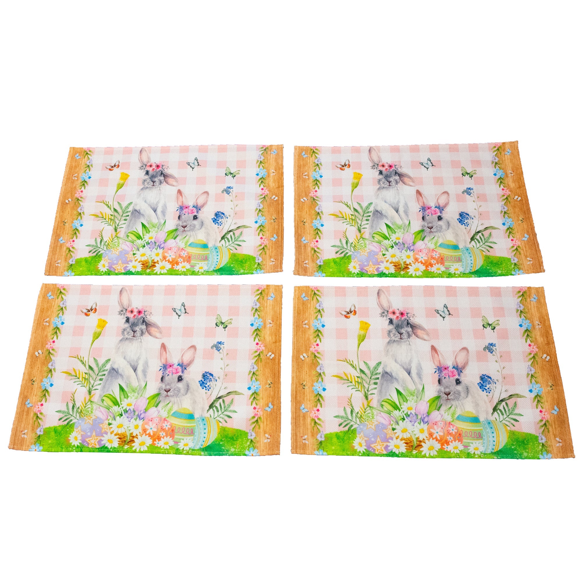 Bunny Delight: Set Of 4 Bunny And Easter Eggs Placemats