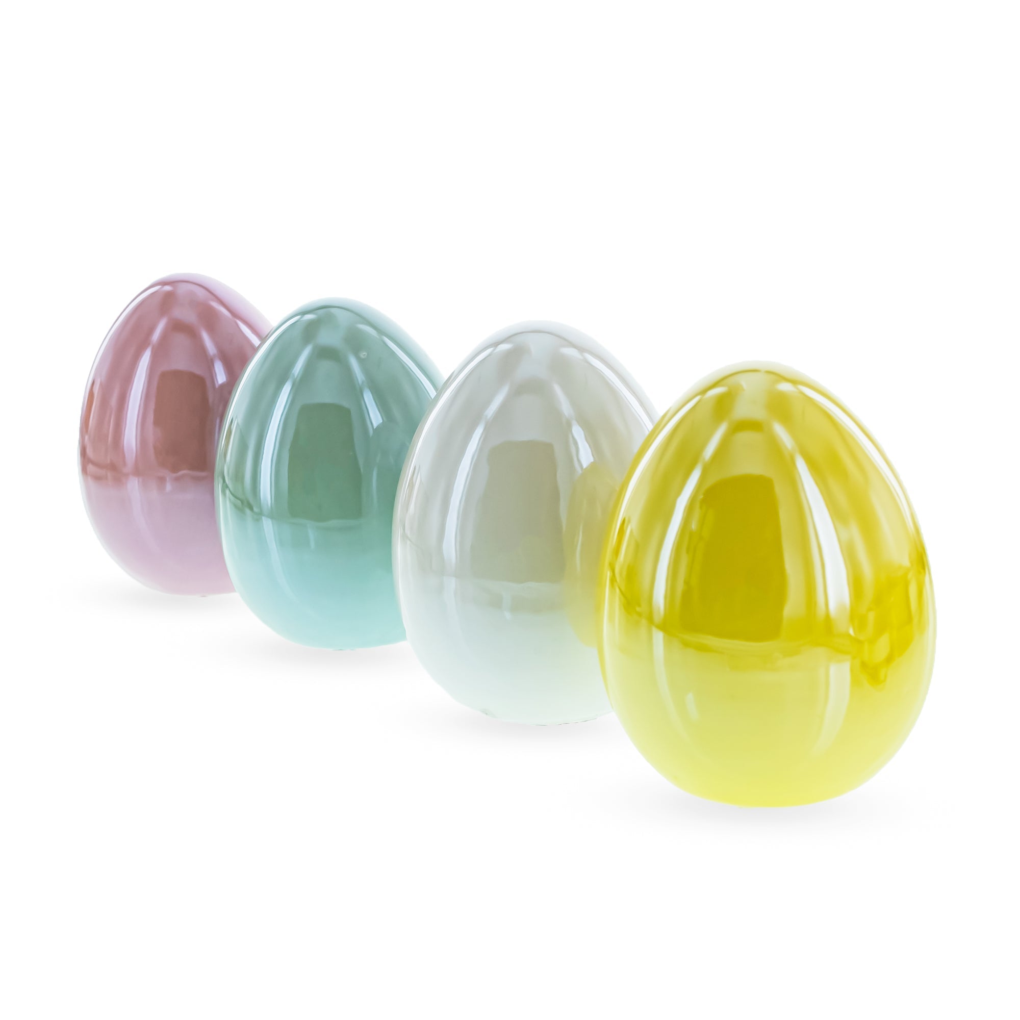 Set Of 4 Multicolored Pearlized Ceramic Easter Eggs