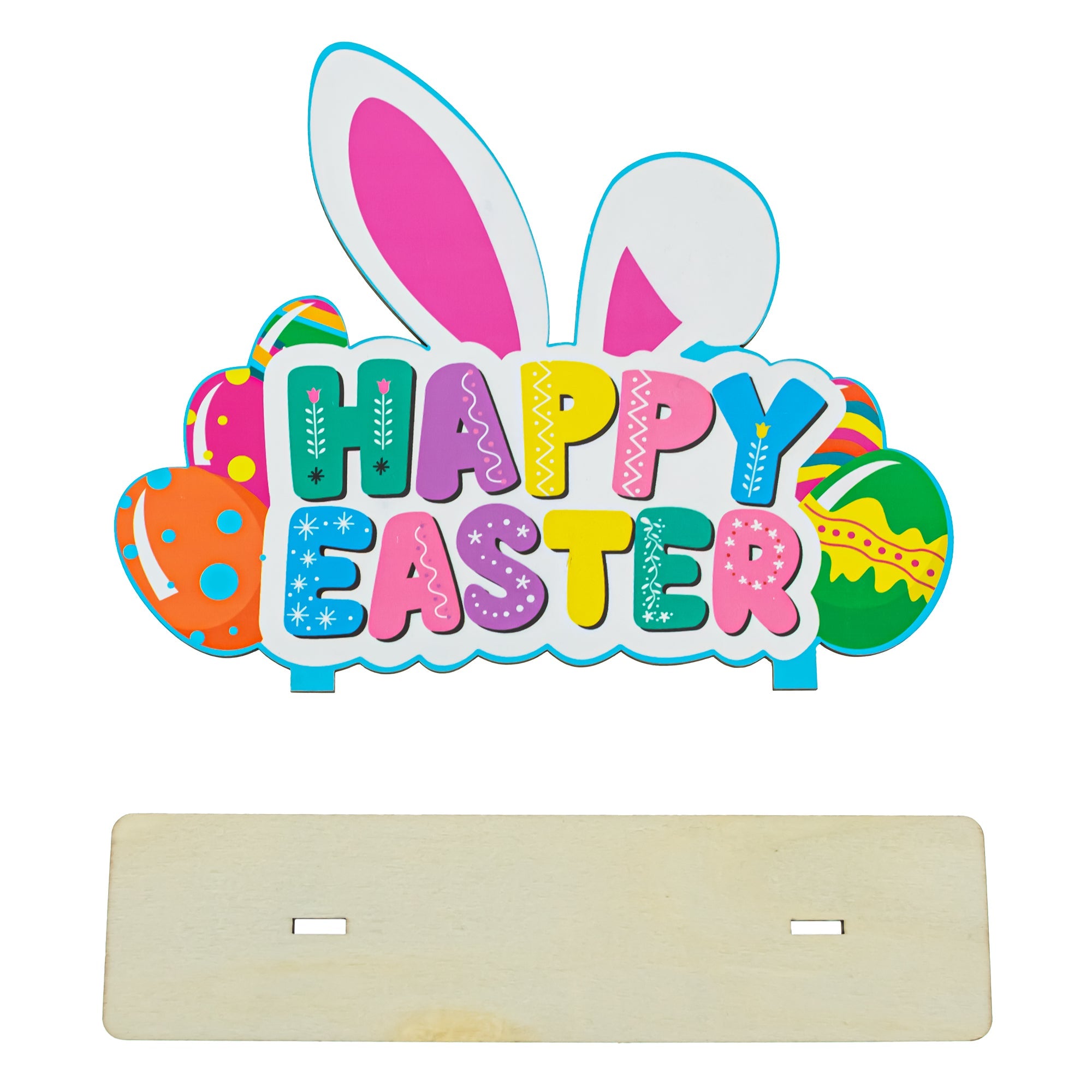 Happy Easter" Wooden Standalone Tabletop Cutout Decor