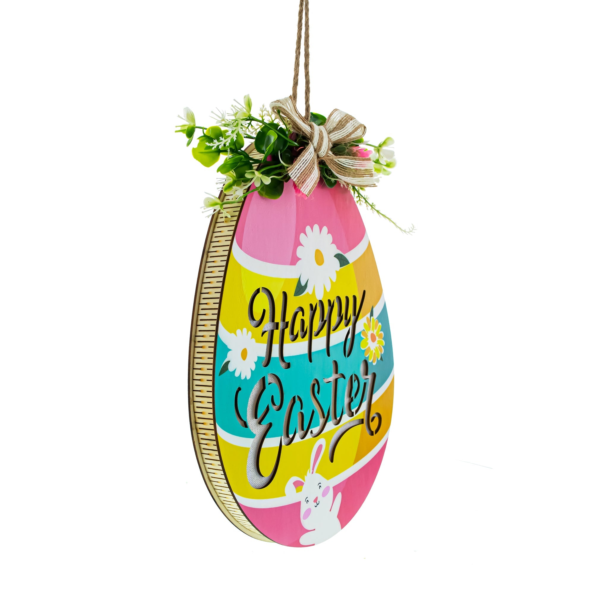 Illuminated Led Wooden Easter Egg Hanging Decor