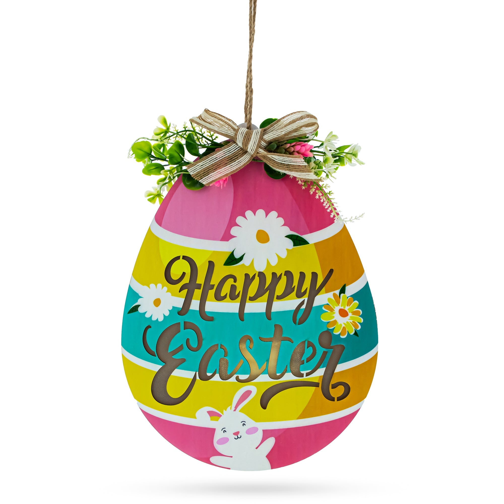 Illuminated Led Wooden Easter Egg Hanging Decor