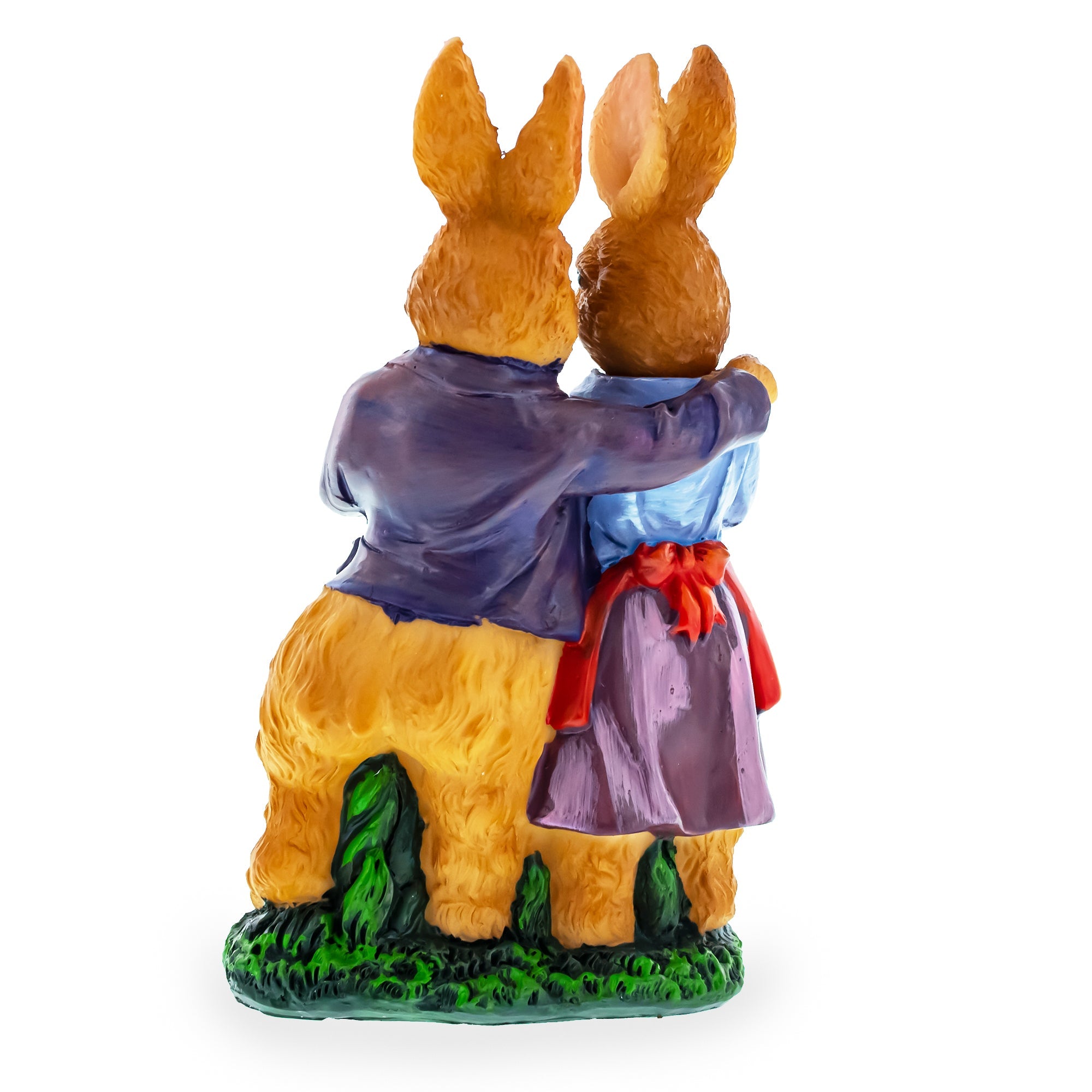 Loving Bunny Duo With Festive Easter Basket Figurine