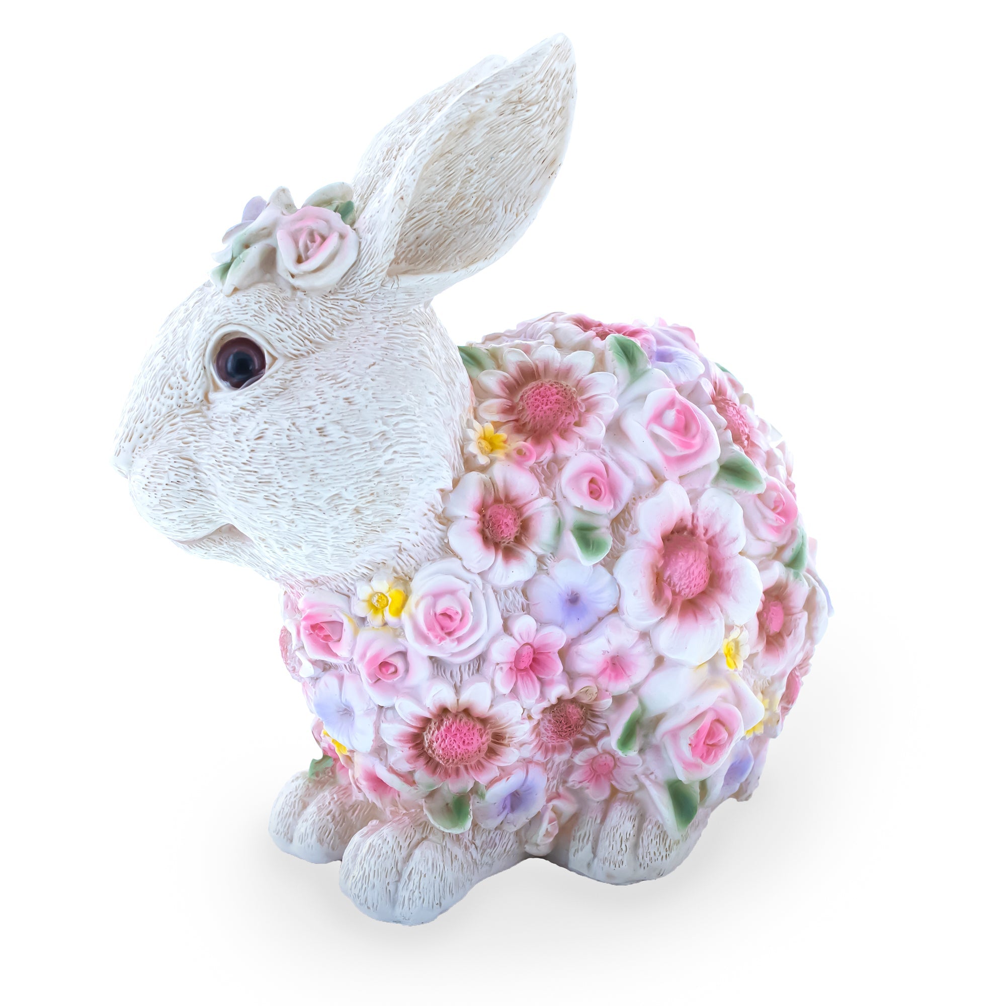 Floral-embraced Bunny: Enchanting Springtime Figurine