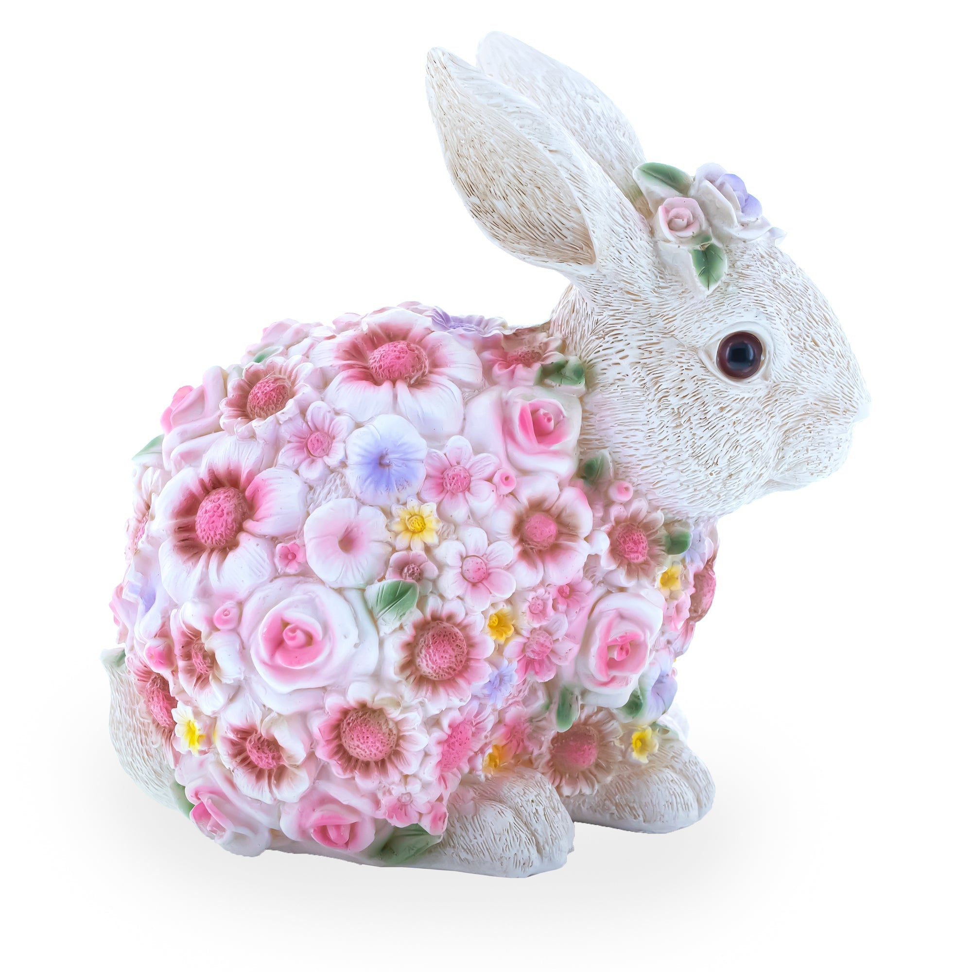 Floral-embraced Bunny: Enchanting Springtime Figurine